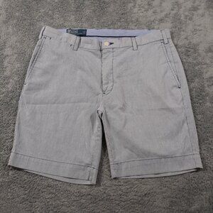 Polo Ralph Lauren Chino Shorts Mens 35 x 8 Blue Flat Front Cotton Pinestripe